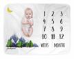 lovelysprouts premium fleece monthly milestone blanket: wrinkle & fade-resistant, large 60 x 40 size - perfect for baby boy or girl photo props, mountain design logo