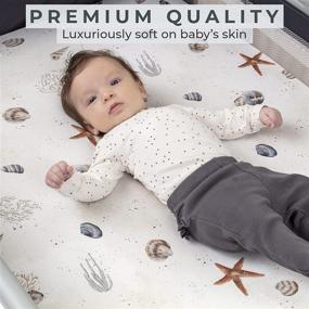 img 3 attached to 🐠 Pobibaby - 2 Pack Premium Pack N Play Sheets: Stylish Ocean Pattern for Standard Pack and Plays and Mini Cribs - Ultra-Soft Jersey Knit, Safe & Snug (Seaside)
