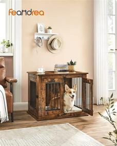 img 3 attached to 🐶 FEANDREA Rustic Brown Dog Crate Furniture: Modern Kennel for Small & Medium Dogs up to 45lb - Dual Entries, Double Duty as Side End Table - Heavy-Duty Cage with Thick Cushion (UPFC006X01)