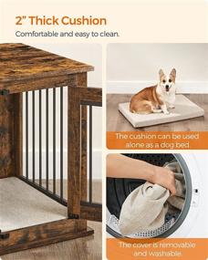 img 1 attached to 🐶 FEANDREA Rustic Brown Dog Crate Furniture: Modern Kennel for Small & Medium Dogs up to 45lb - Dual Entries, Double Duty as Side End Table - Heavy-Duty Cage with Thick Cushion (UPFC006X01)