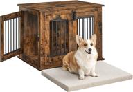 🐶 feandrea rustic brown dog crate furniture: modern kennel for small & medium dogs up to 45lb - dual entries, double duty as side end table - heavy-duty cage with thick cushion (upfc006x01) логотип