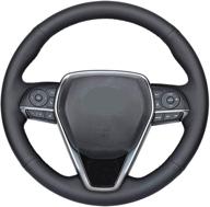 🚗 enhance your toyota driving experience with diy black microfiber leather car steering wheel cover (black thread) - toyota camry, avalon, corolla, rav4 (2018-2020) logo