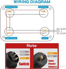 img 3 attached to 🔌 Enhanced 4 in 1 Charger Outlet Socket Panel: Dual QC 3.0 12V USB Power Outlet, Car Voltmeter Gauge, Cigarette Lighter Socket & ON Off Rocker Toggle Switch for Car Marine Boat RV Truck (with Wire)