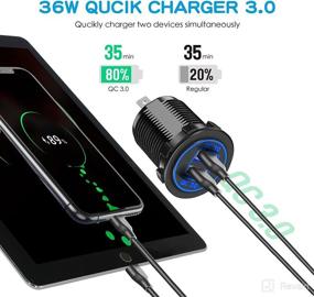 img 2 attached to 🔌 Enhanced 4 in 1 Charger Outlet Socket Panel: Dual QC 3.0 12V USB Power Outlet, Car Voltmeter Gauge, Cigarette Lighter Socket & ON Off Rocker Toggle Switch for Car Marine Boat RV Truck (with Wire)