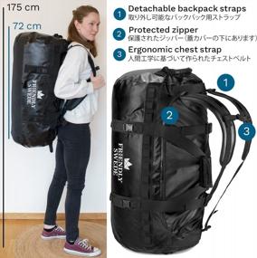 img 2 attached to 90L Black SANDHAMN Duffle Bag For Women & Men - Waterproof Material, Backpack Straps, Gym/Travel/Weekender Bags