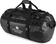 90l black sandhamn duffle bag for women & men - waterproof material, backpack straps, gym/travel/weekender bags Logo