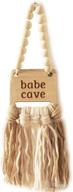 🌸 decocove babe cave sign & wood bead garland: stylish boho nursery wall decor for girls and boys, perfect for neutral home decor and toddler room door sign логотип