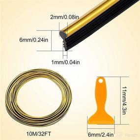 img 3 attached to Полоски для отделки салона автомобиля 32 фута Универсальное украшение автомобиля Тонкие полоски наполнителя Вставные полоски Приборная панель Декоративная сделай сам Гибкая полоска Гарнир с установочным инструментом (золото)