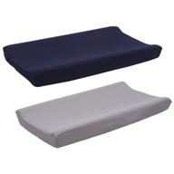 soft and safe changing pad cover set for baby boys - belsden 2 pack microfiber sheets with safety belt holes and generous depth in grey and navy colors logo