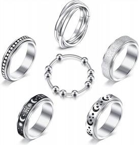img 4 attached to Women'S Anxiety Relief Spinner Ring - Anti-Stress Fidget Jewelry For Women & Men