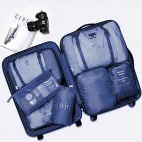 img 3 attached to Эффективная организация вашей багажной сумки с набором кубиков для упаковки из 7 штук и туалетной сумкой в цвете "морская волна".