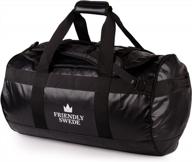 the friendly swede sandhamn duffle bag - 60l waterproof gym and travel bag for women and men with backpack straps in black logo