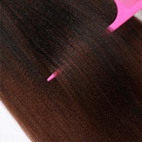 img 1 attached to Professional Crochet Braiding Hair: Pre-Stretched Yaki Synthetic Extension In Natural Ombre #1B/30 - 32 Inch (8 Packs)