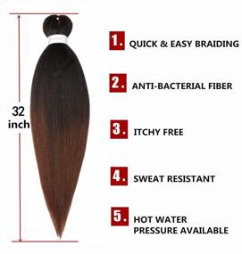 img 2 attached to Professional Crochet Braiding Hair: Pre-Stretched Yaki Synthetic Extension In Natural Ombre #1B/30 - 32 Inch (8 Packs)