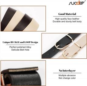 img 3 attached to SUOSDEY Fashion Casual Belt: 2-Pack Soft Faux Leather Waist Belts For Women'S Jeans And Dresses With Chic Pin Buckle