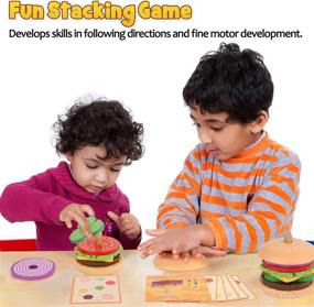 img 3 attached to 🍔 Montessori Wooden Burger Stacking Toys for 1, 2, 3, 4 Year Olds - Educational Fine Motor Skill Toy for Toddlers and Preschoolers, Aizweb Learning Toys Gift