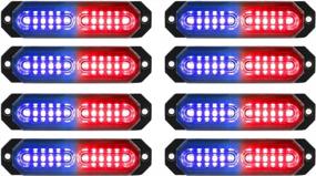 img 4 attached to 12-LED Ultra Slim Surface Mount Flashing Strobe Lights For Truck Car Vehicle Emergency Beacon Hazard Warning - 8Pcs Sync Feature LED Mini Grille Light Head (Red/Blue)