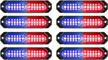 12-led ultra slim surface mount flashing strobe lights for truck car vehicle emergency beacon hazard warning - 8pcs sync feature led mini grille light head (red/blue) logo