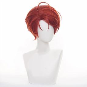 img 2 attached to Винно-красный короткий прямой парик из синтетических волос с шапочкой для парика для женщин-идеально подходит для косплея, аниме, Хэллоуина, рождественской вечеринки - JoneTing