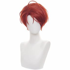 img 3 attached to Винно-красный короткий прямой парик из синтетических волос с шапочкой для парика для женщин-идеально подходит для косплея, аниме, Хэллоуина, рождественской вечеринки - JoneTing