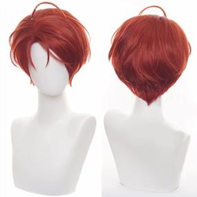 img 4 attached to Винно-красный короткий прямой парик из синтетических волос с шапочкой для парика для женщин-идеально подходит для косплея, аниме, Хэллоуина, рождественской вечеринки - JoneTing