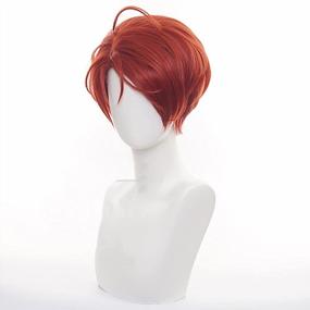 img 1 attached to Винно-красный короткий прямой парик из синтетических волос с шапочкой для парика для женщин-идеально подходит для косплея, аниме, Хэллоуина, рождественской вечеринки - JoneTing