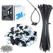 organize your cables with 200 strong 3m adhesive black zip tie mounts and 8" ties, screws, and uv protection - outdoor cable clip management anchors! logo