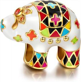 img 4 attached to NINAQUEEN 925 Sterling Silver Lucky Elephant Christmas Gifts Bead Charms With 5A Cubic Zirconia And Hand-Applied Enamel, Jewelry Box Included For Gift, Compatible With Charms Bracelet And Necklace