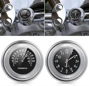 img 4 attached to ⏱️ Lanlan Waterproof Motorcycle Handlebar Clock & Thermometer: Black Dial Mount for 22mm-25mm Handlebars