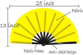 img 3 attached to Large Chinese Kung Fu Tai Chi Hand Fan For Men/Women - Meifan, Hand Held Dance Folding Fans With Fabric Case (Yellow)