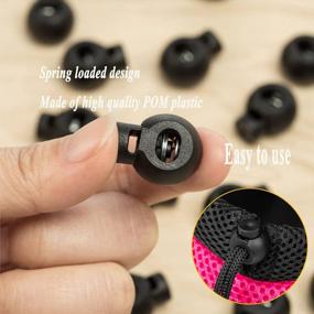 img 1 attached to Black Plastic Cord Locks End Spring Stopper Ball Shape Fastener Toggles For Shoelaces, Drawstrings, Paracord, Bags And Clothing (30PCS)