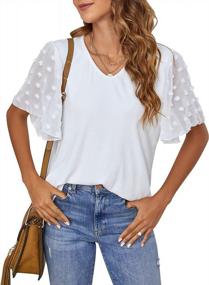 img 4 attached to Women'S V Neck Business Casual Tops Dressy Work Blouses Short Sleeve Summer Shirt