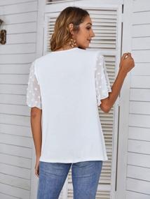 img 3 attached to Women'S V Neck Business Casual Tops Dressy Work Blouses Short Sleeve Summer Shirt