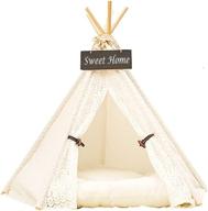 🐾 dewel portable pet teepee tent - lace style, washable bed for dogs and cats, play house teepee tent for pets (without cushion) logo