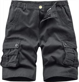 img 4 attached to Camo Cargo Shorts For Men: Versatile Cotton Shorts With Multiple Pockets And Elastic Waistband