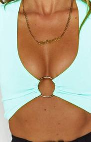 img 1 attached to Get Chic And Stylish With Our Plunging Neckline Crop Top Featuring A Golden Ring Centrepiece