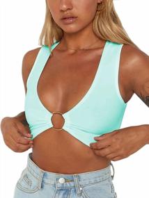 img 2 attached to Get Chic And Stylish With Our Plunging Neckline Crop Top Featuring A Golden Ring Centrepiece