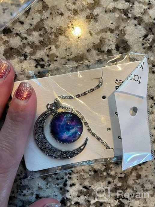 img 1 attached to Lcbulu Galaxy Crescent Moon Pendant Necklace: Stunning Jewelry for Women and Teen Girls - 18'' Length review by Louis Loebis