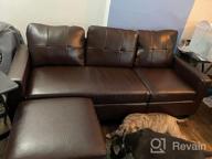 img 1 attached to Brown Faux Leather L-Shaped Convertible Sectional Sofa Couch For Small Apartments By HONBAY review by Chad Dahl