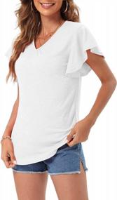 img 3 attached to THANTH Womens Shirts Casual Tee V Neck 3/4 Sleeve Button Up Loose Fits Tunic Tops Blouses