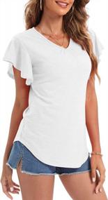 img 2 attached to THANTH Womens Shirts Casual Tee V Neck 3/4 Sleeve Button Up Loose Fits Tunic Tops Blouses