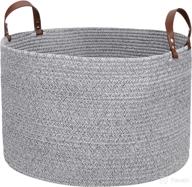 🧺 versatile and durable large cotton rope blanket basket with handles - perfect for organizing, toy storage, laundry, and more! logo