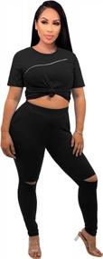 img 3 attached to Women'S 2 Piece Outfits Short Sleeve T-Shirts Joggers Sets Sexy Club Jumpsuit Tracksuit