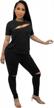 women's 2 piece outfits short sleeve t-shirts joggers sets sexy club jumpsuit tracksuit logo
