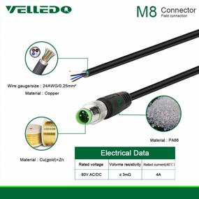 img 1 attached to Industrial Grade Pre-Wired M8 Connector Cable With 4-Pin Male A-Coding - 3M/10FT PVC Line From VELLEDQ
