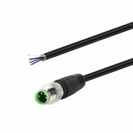 industrial grade pre-wired m8 connector cable with 4-pin male a-coding - 3m/10ft pvc line from velledq logo