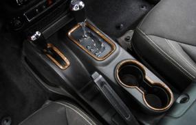 img 3 attached to Bestmotoring Wood Grain ABS Комплекты внутренней отделки салона автомобиля, подстаканник, крышка рулевого колеса, комплекты панели переключения передач 10 шт. для Jeep Wrangler JK 2011-2017 (4-дверный)