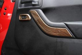 img 1 attached to Bestmotoring Wood Grain ABS Комплекты внутренней отделки салона автомобиля, подстаканник, крышка рулевого колеса, комплекты панели переключения передач 10 шт. для Jeep Wrangler JK 2011-2017 (4-дверный)