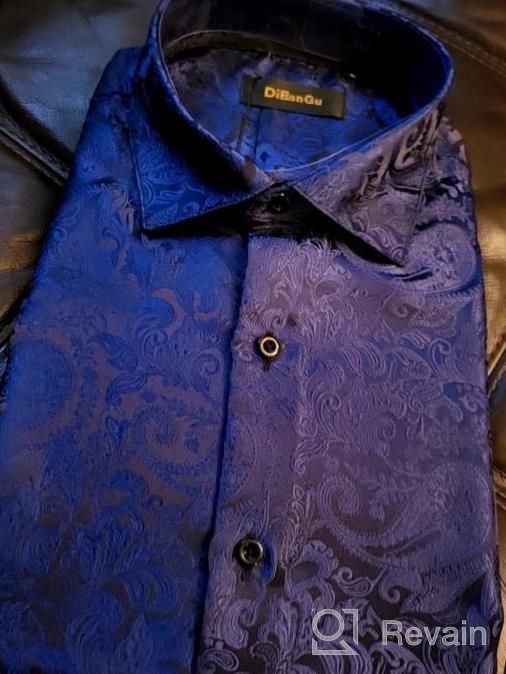 img 1 attached to Paisley Floral Perfection: DiBanGu Men'S Long Sleeve Dress Shirt With Collar Pin Brooch review by Evan Roberts