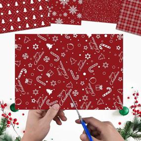 img 2 attached to Красно-белый набор MIAHART из 45 листов с рождественским рисунком - двухсторонняя праздничная декоративная бумага для скрапбукинга и изготовления открыток с 10 уникальными рисунками формата A4